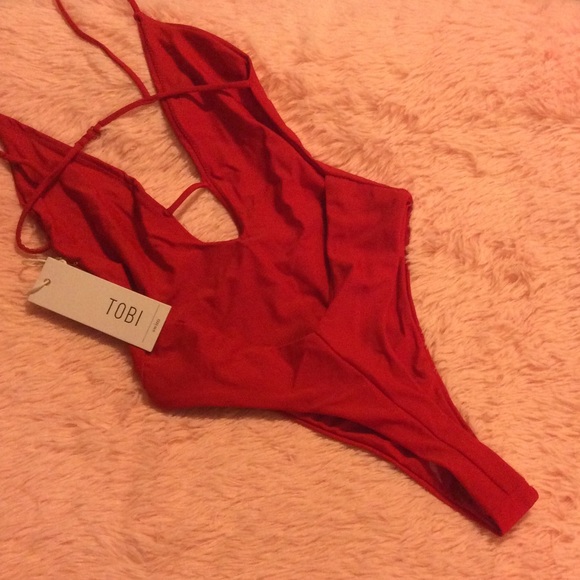 Tobi swim red one piece NWT xs - Picture 6 of 7